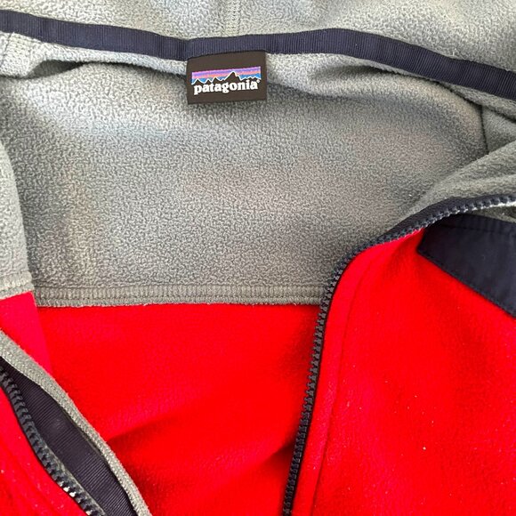 Patagonia Fleece Jacket Kids 3T Hooded Blue Red Micro D Snap T Full Zip - Picture 5 of 8